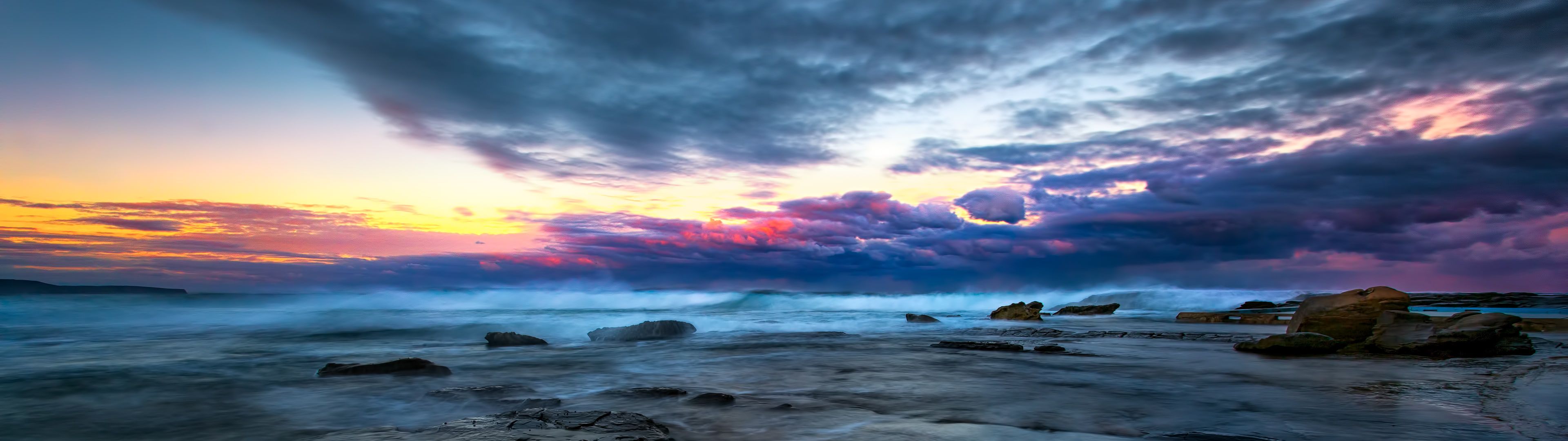 carta da parati con doppio monitor,cielo,corpo d'acqua,natura,mare,orizzonte