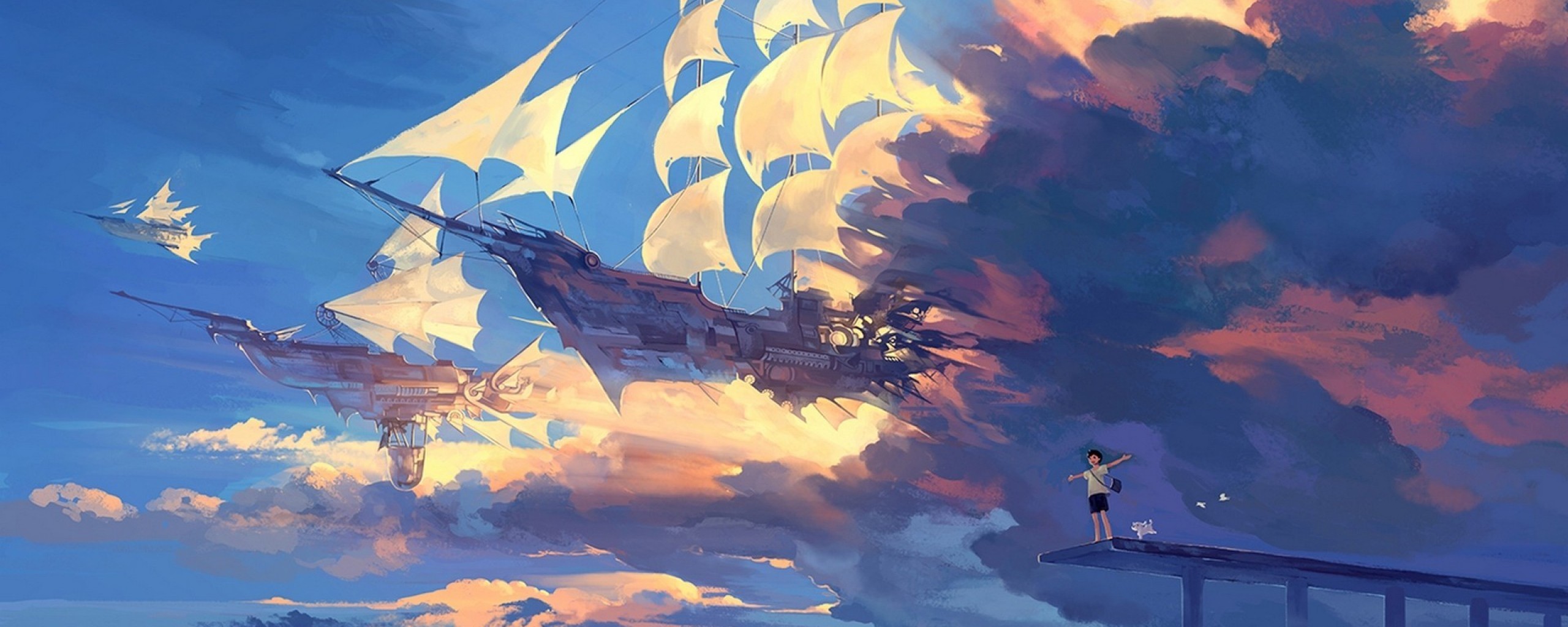 dual screen wallpaper,sky,cg artwork,painting,illustration,art