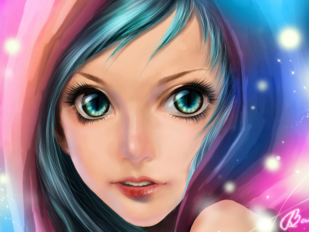 live wallpapers for girls,face,hair,blue,cartoon,cg artwork