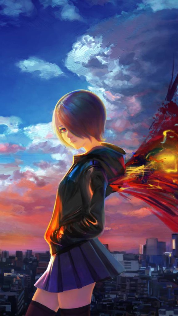 tokyo ghoul wallpaper,sky,cg artwork,cartoon,illustration,anime