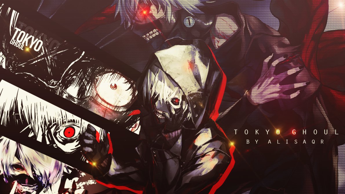 tokyo ghoul wallpaper,anime,cg artwork,black hair,graphic design,fictional character