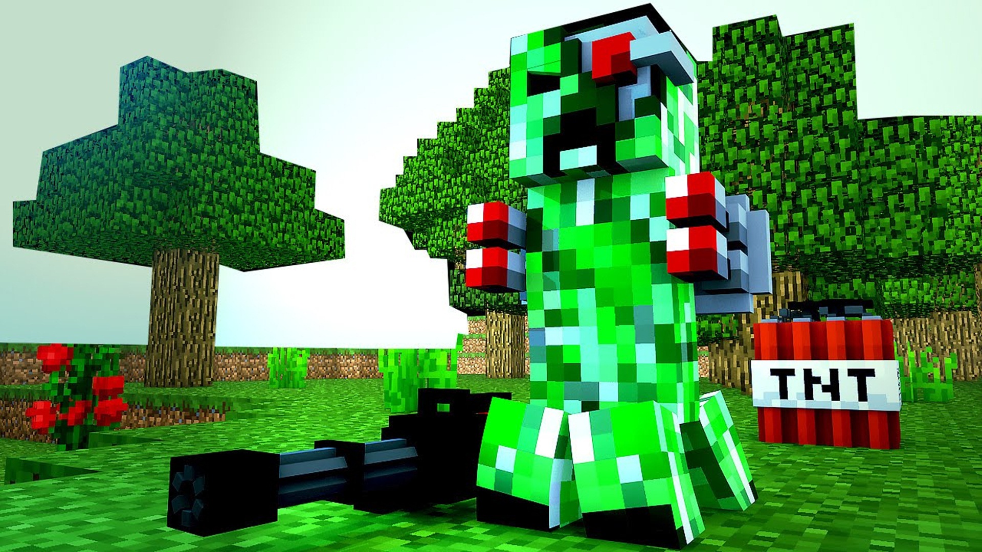 minecraft wallpaper,tree,video game software,grass,fictional character,plant