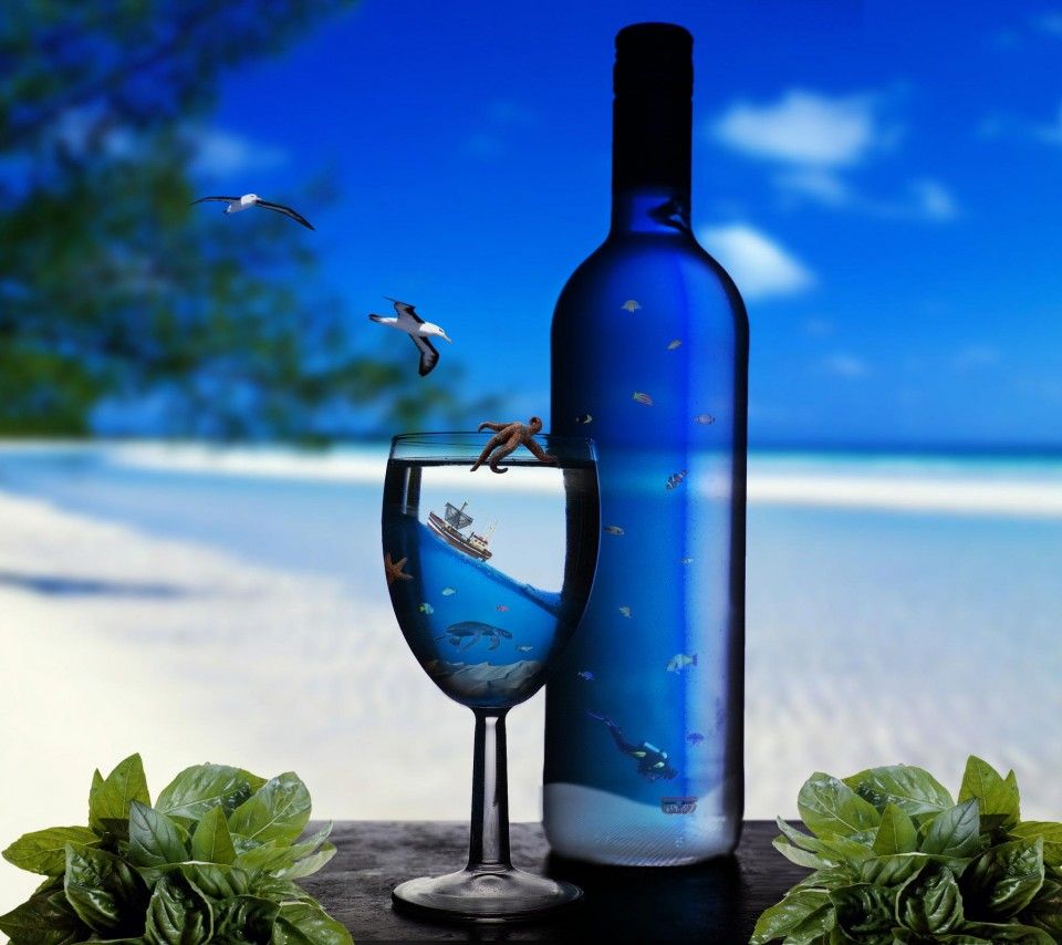 hd wallpapers for android mobile full screen,bottle,drink,blue,liqueur,alcoholic beverage