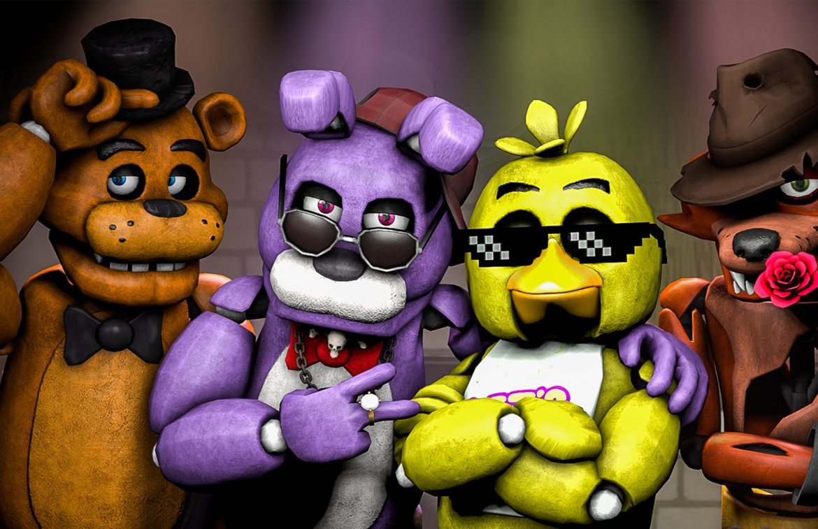 five nights at freddy's wallpaper,animated cartoon,cartoon,animation,purple,yellow