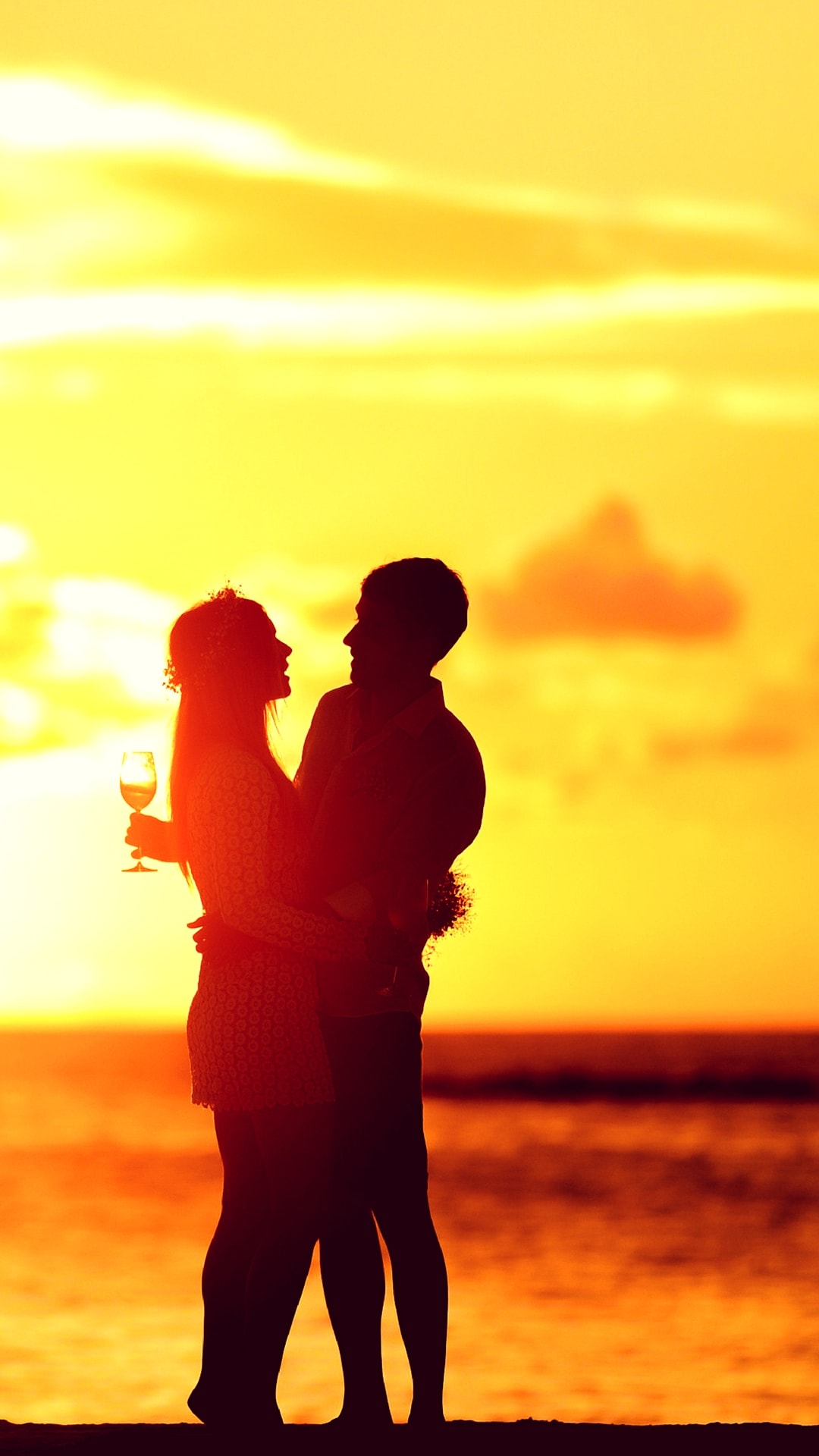 whatsapp wallpaper hd,romanza,silhouette,cielo,alba,amore