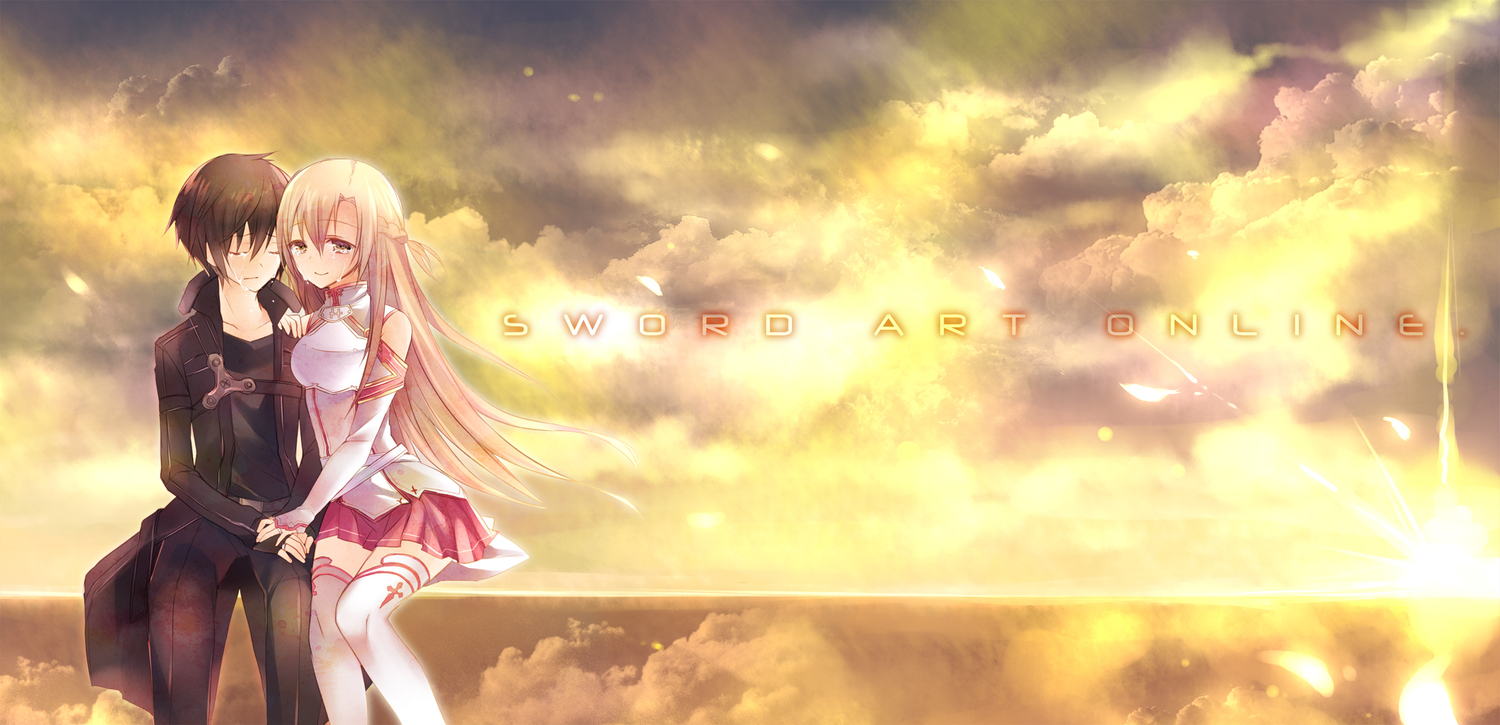 sao wallpaper,cg artwork,sky,anime,long hair,cartoon