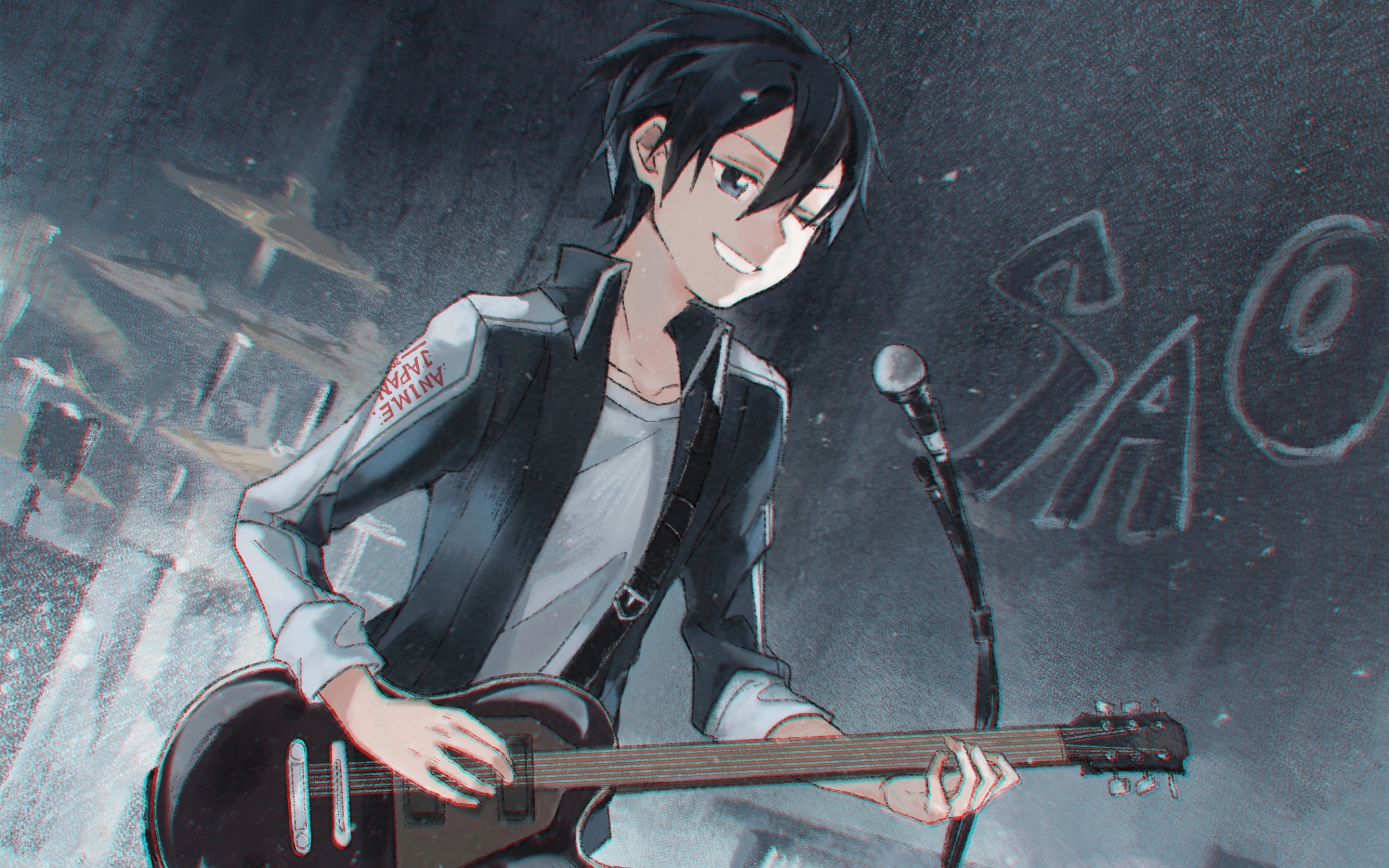 sao wallpaper,cartoon,anime,black hair,illustration,musician