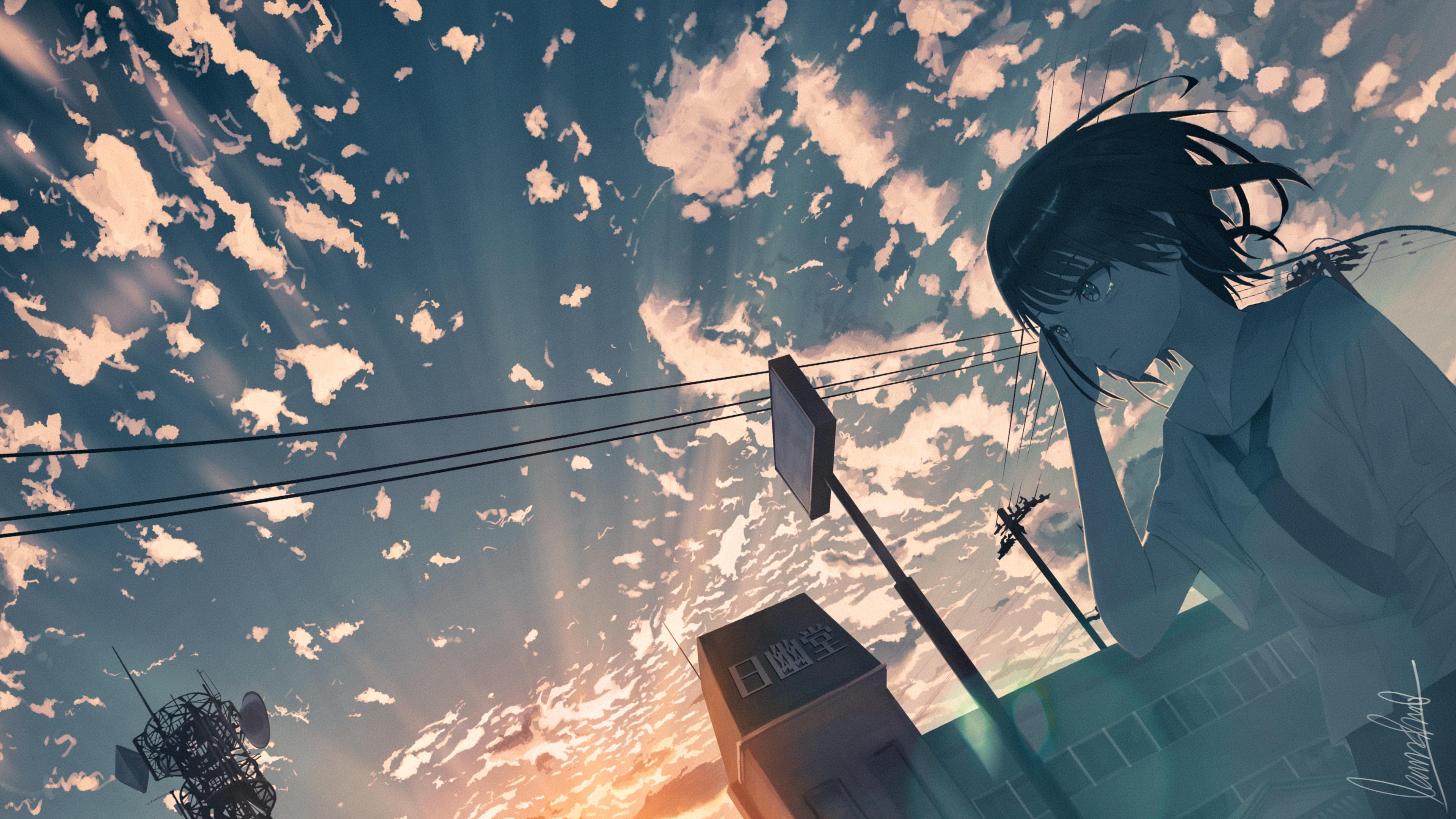 anime fondos de pantalla hd,cielo,cg artwork,cabello negro,ilustración,anime