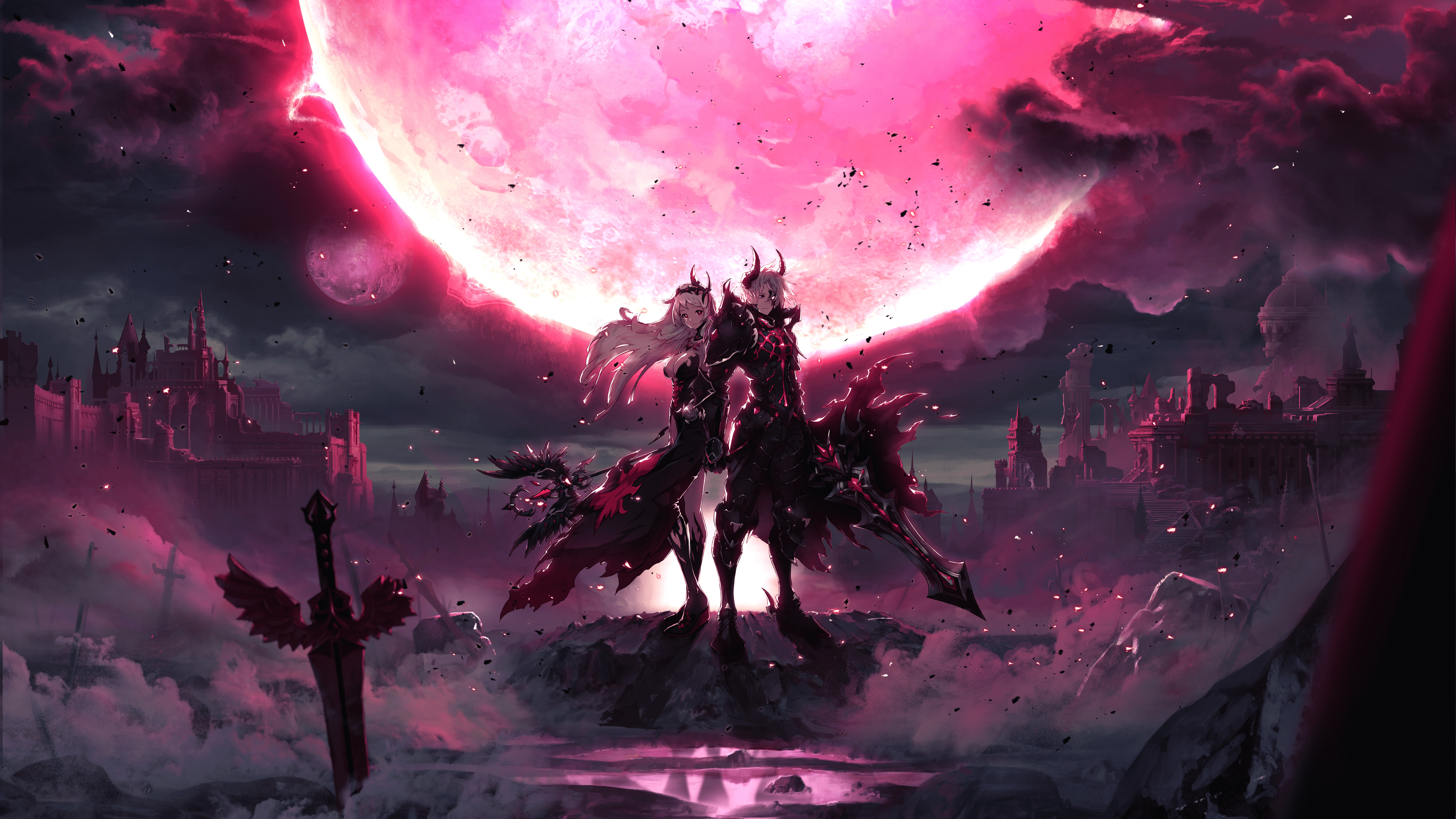 anime wallpaper hd,cg artwork,demon,geological phenomenon,purple,sky