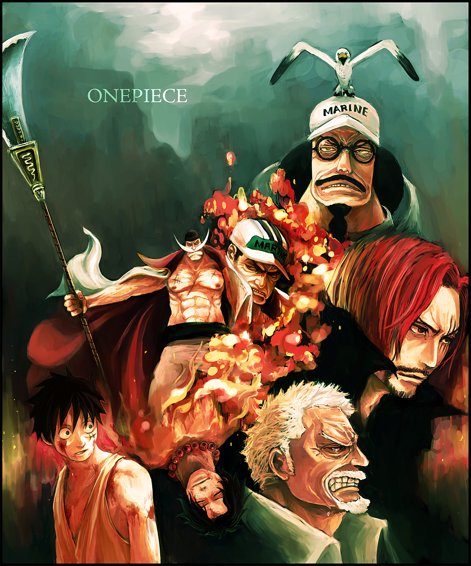 fondo de pantalla de akainu,mitología,póster,ilustración,arte,personaje de ficción