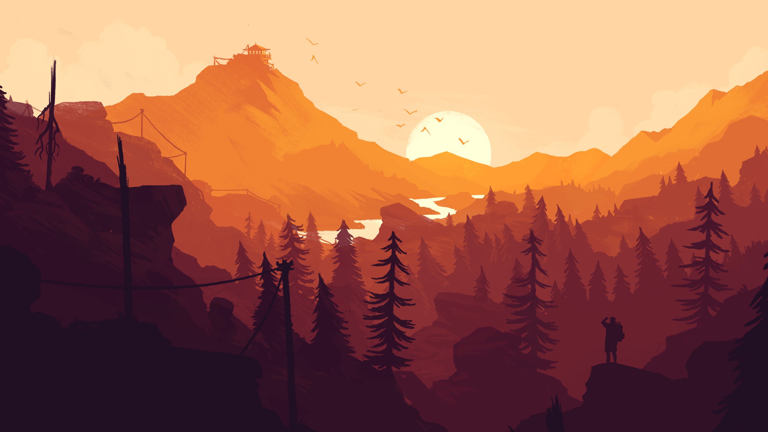 firewatch hd wallpaper,sky,mountainous landforms,nature,mountain,mountain range