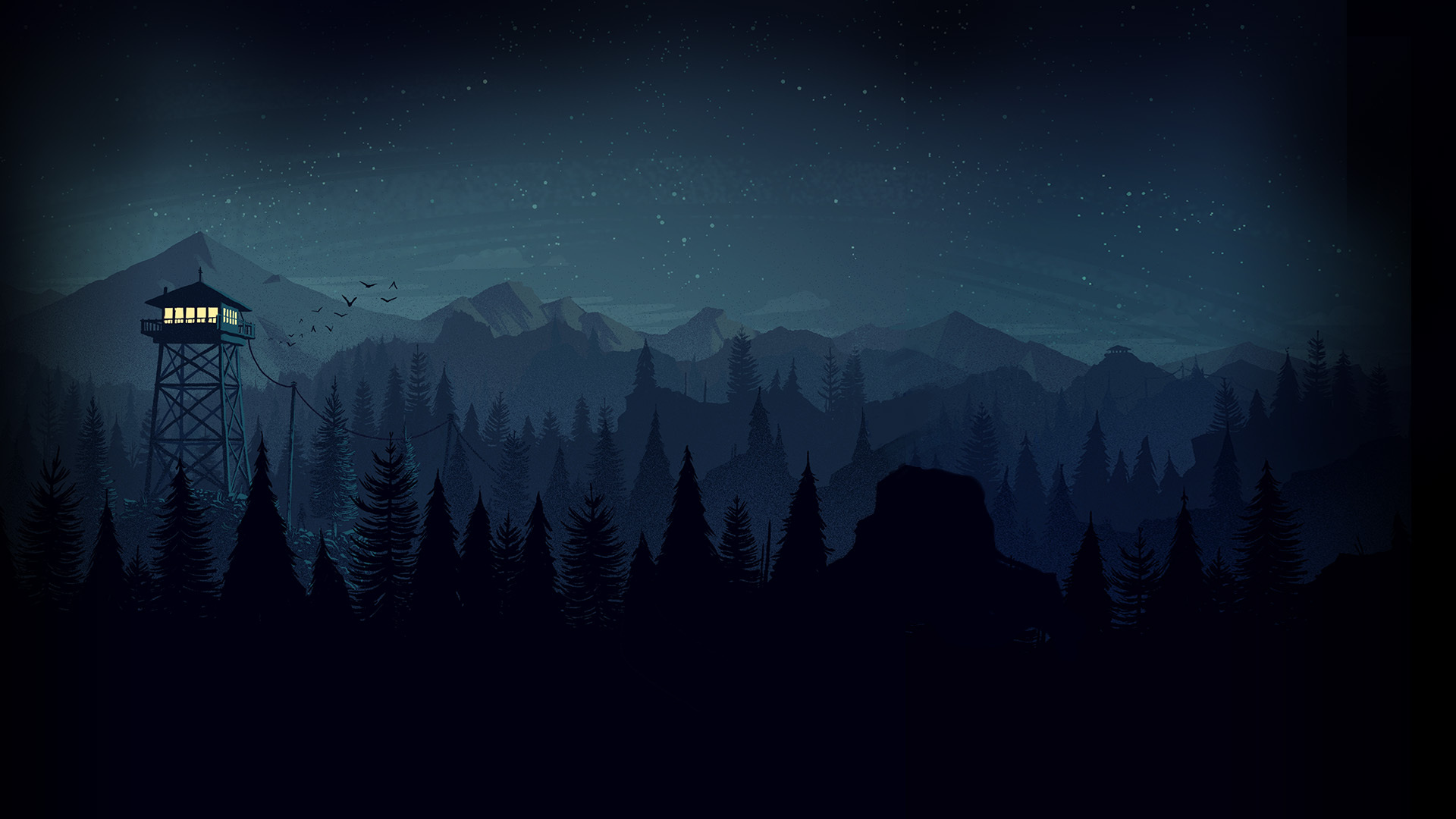 firewatch hd wallpaper,sky,mountain,mountainous landforms,atmospheric phenomenon,night