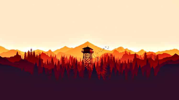 firewatch hd wallpaper,cielo,arancia,montagna,paesaggio naturale,alba