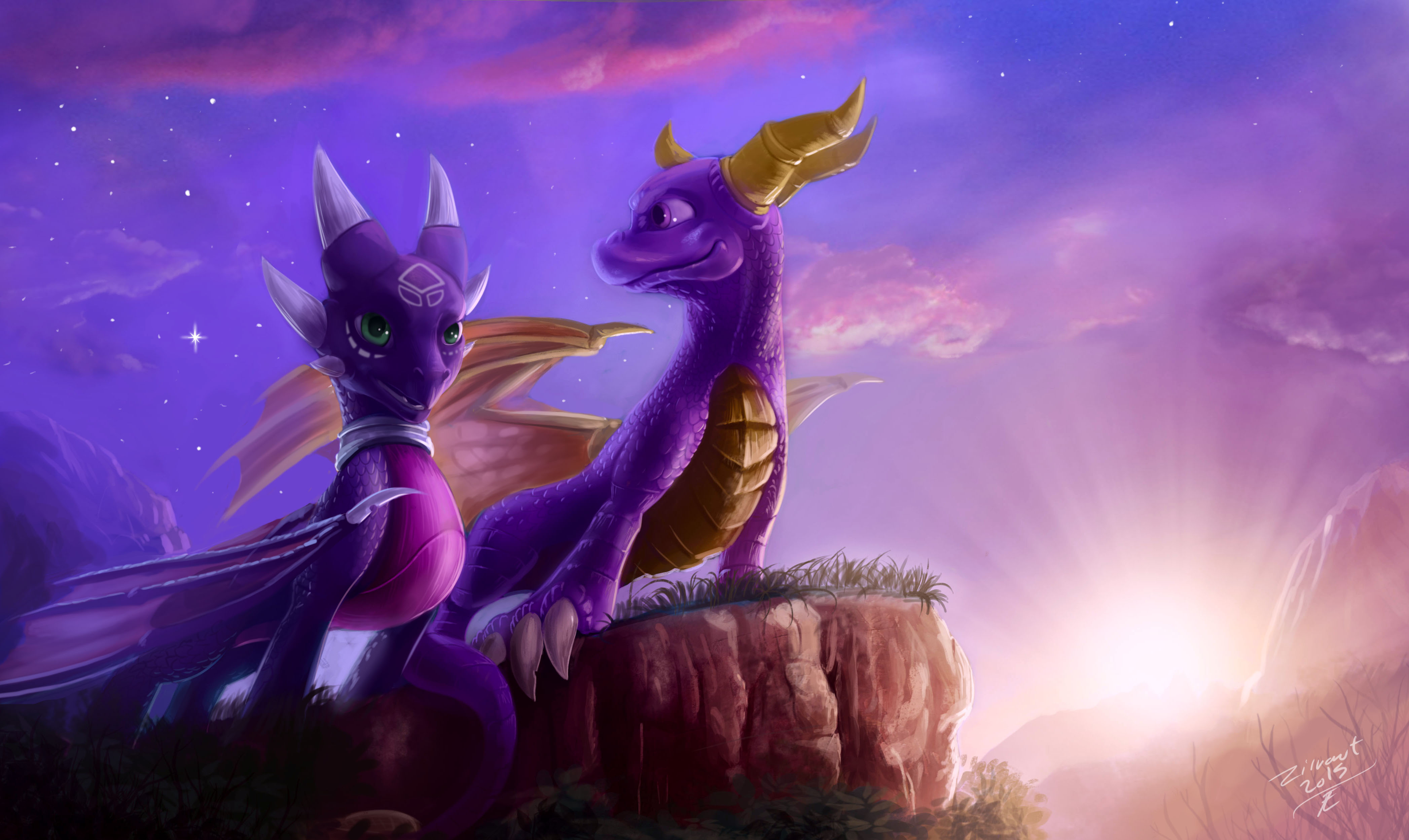spyro the dragon wallpaper,dragon,fictional character,purple,sky,cg artwork