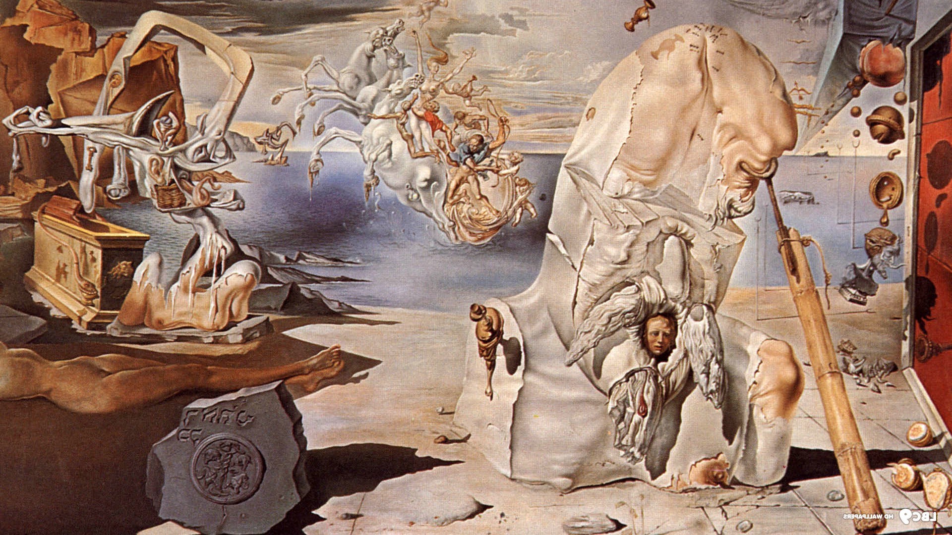 salvador dali wallpaper hd,watercolor paint,painting,art,mythology,visual arts