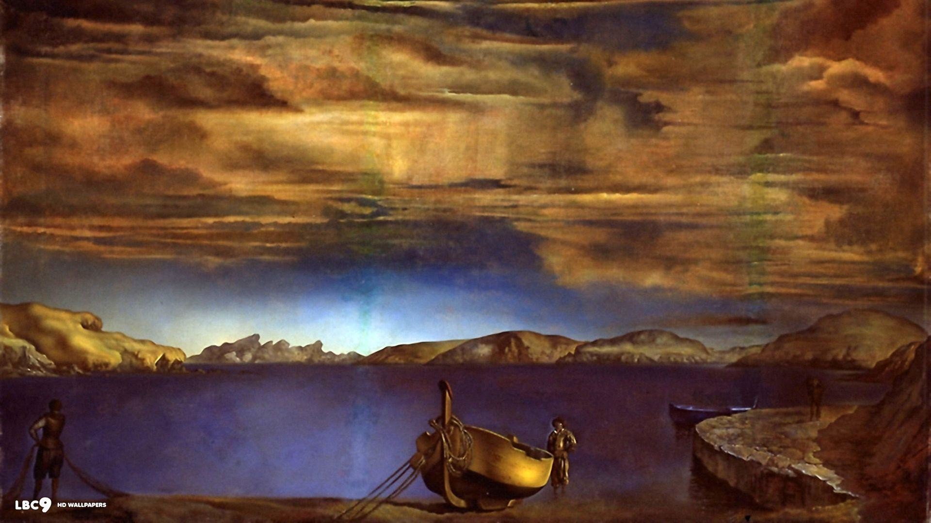 salvador dali wallpaper hd,natura,cielo,paesaggio naturale,pittura,paesaggio