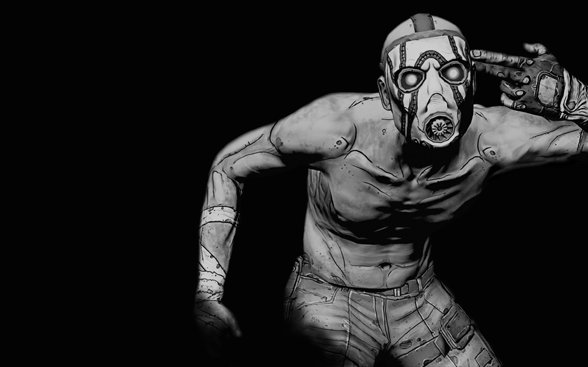 tales from the borderlands wallpaper,personal protective equipment,muscle,costume,black and white,mask