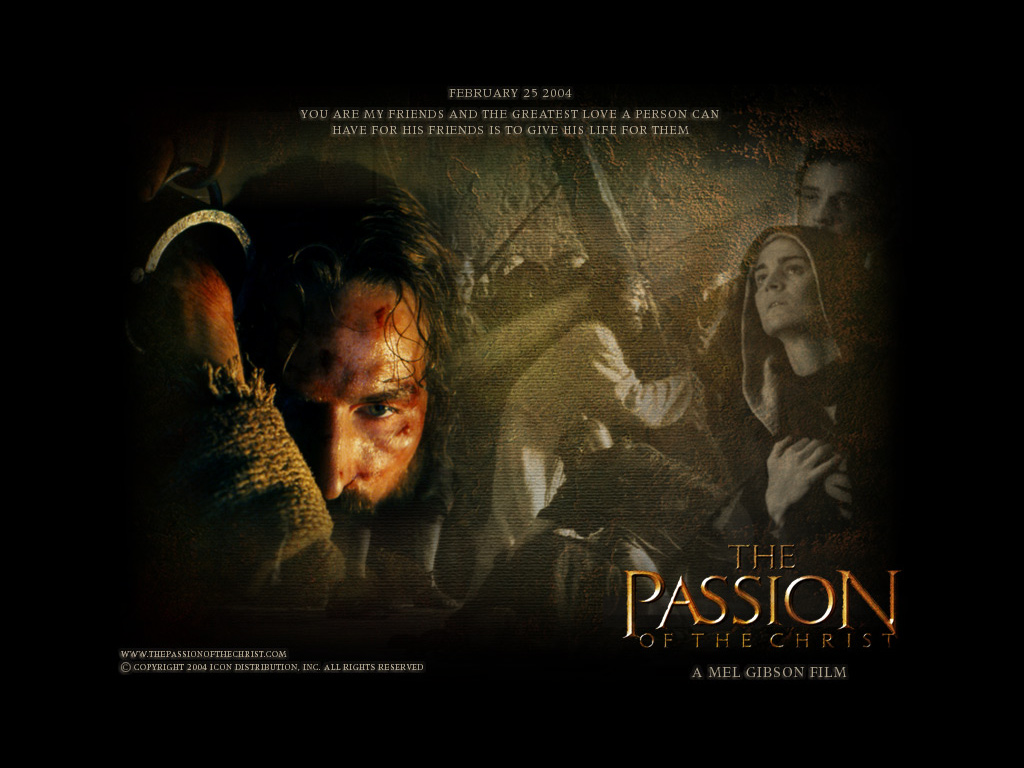 carta da parati passione del cristo,film,manifesto,copertina,buio,testo