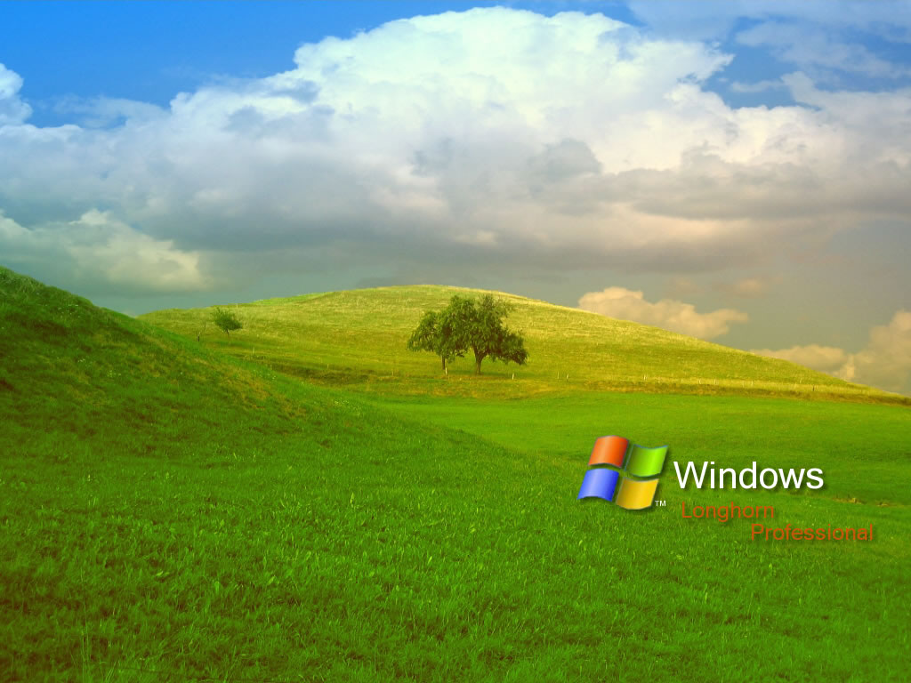 windows longhorn tapete,wiese,natürliche landschaft,natur,himmel,grün