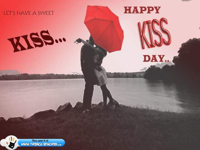 happy kiss day wallpaper,text,himmel,liebe,regenschirm,schriftart
