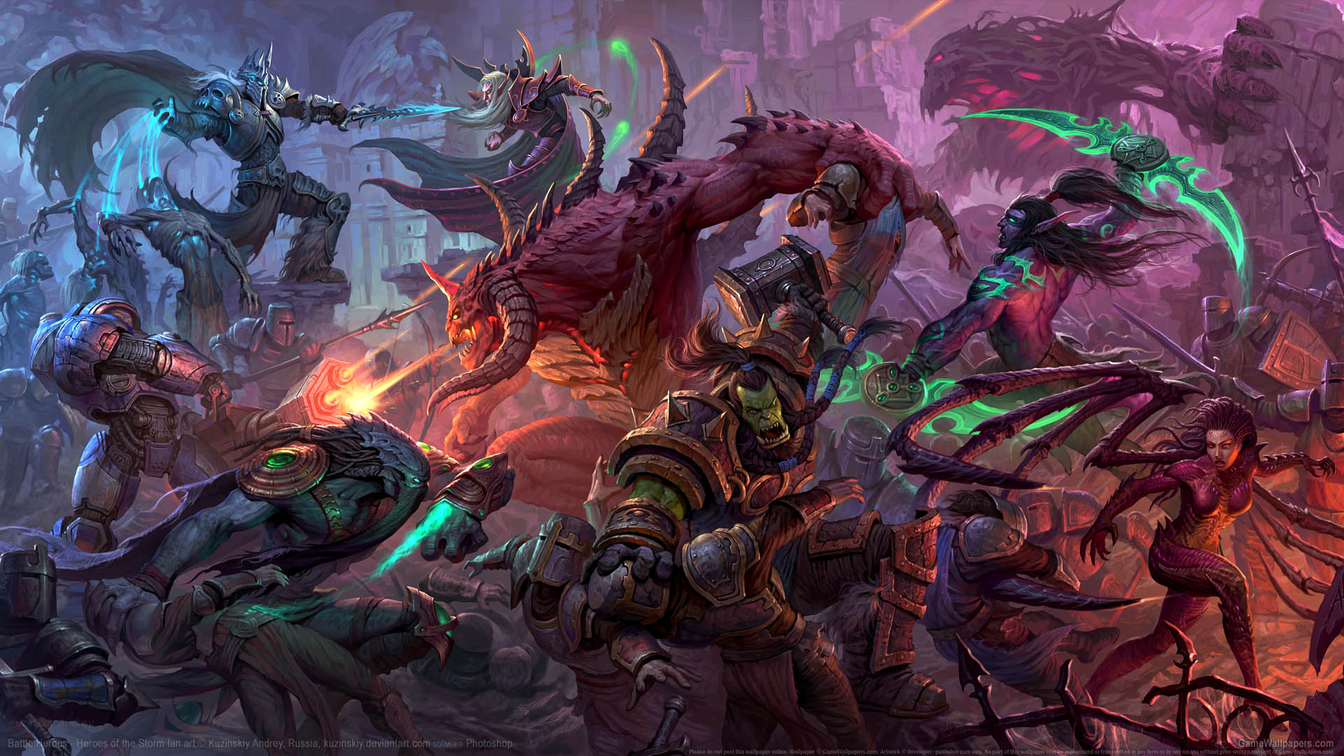 heroes of the storm wallpaper 1920x1080,action adventure game,fictional character,demon,cg artwork,pc game