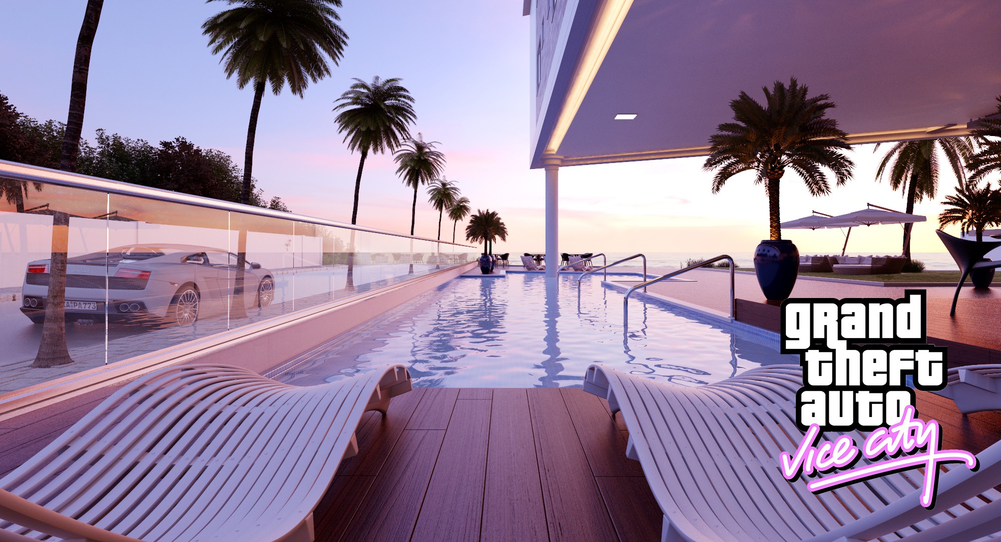 gta vc wallpaper,vacation,swimming pool,leisure,palm tree,resort