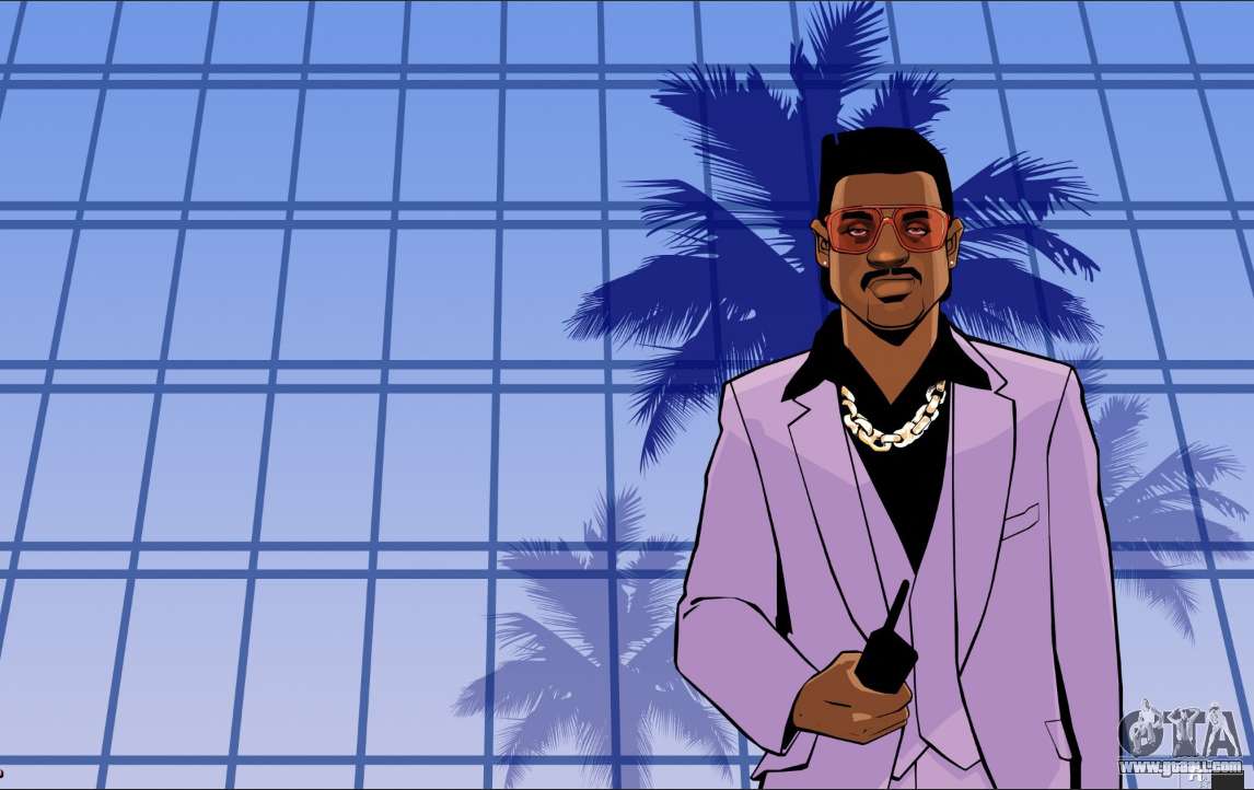 gta vc wallpaper,cartoon,animated cartoon,fictional character,animation,illustration