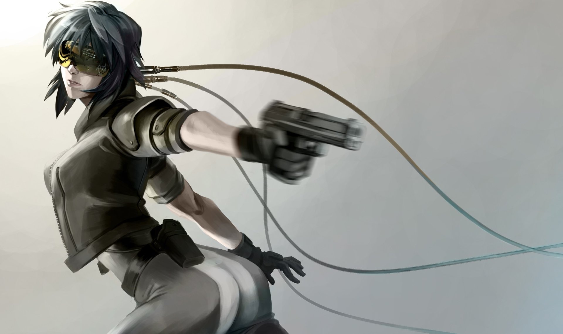 ghost in the shell wallpaper hd,anime,cg artwork,illustration,black hair,fictional character