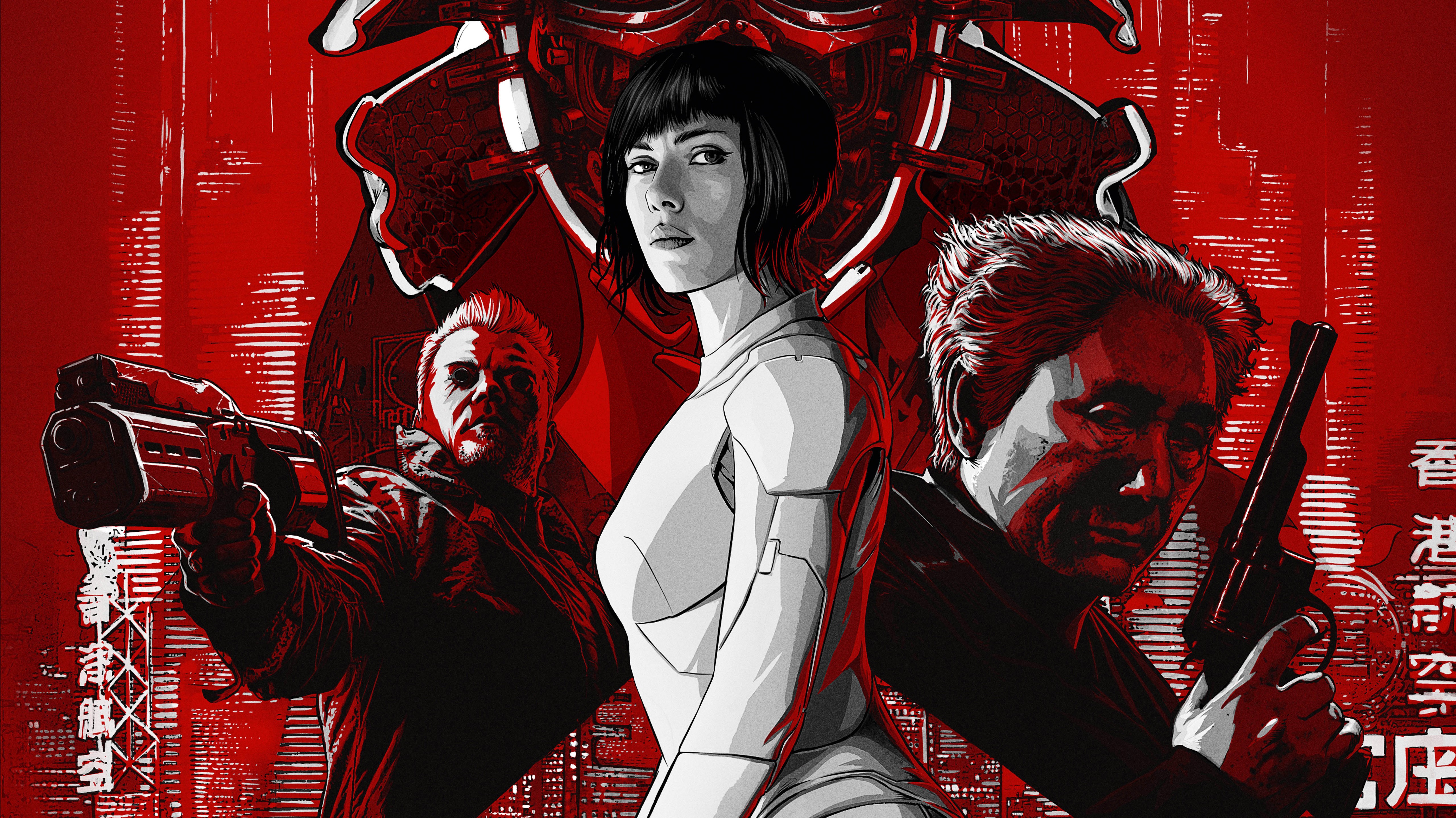 ghost in the shell wallpaper hd,red,art,illustration,graphic design,poster