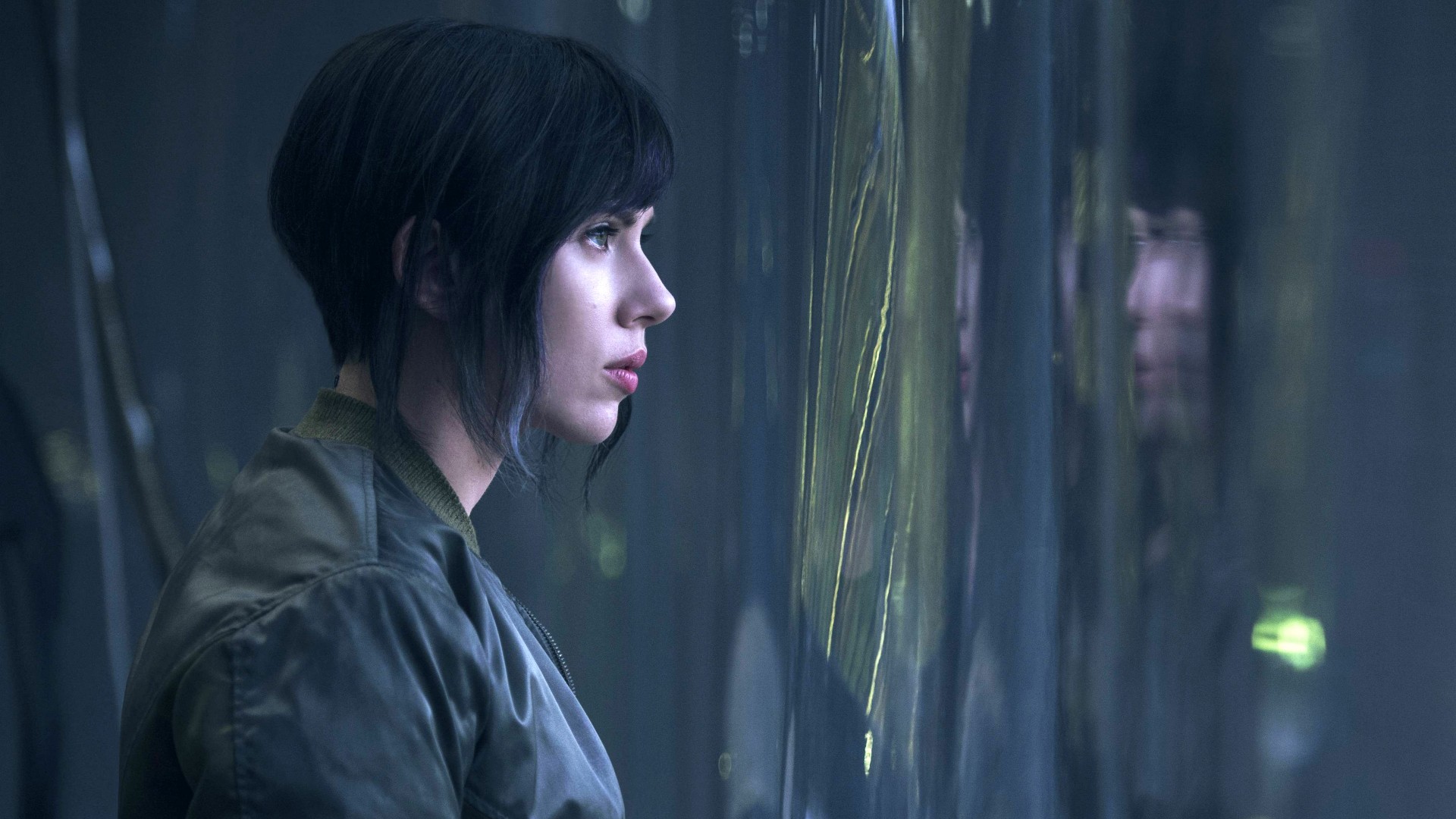 ghost in the shell wallpaper hd,face,black hair,human,eye,darkness