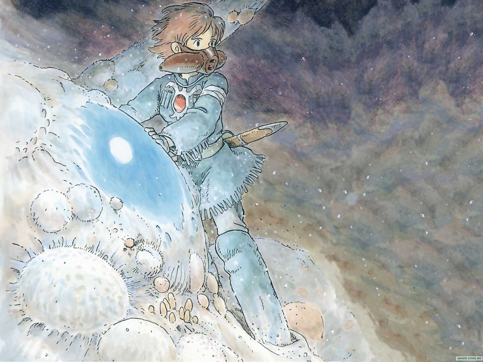 nausicaa wallpaper,art,illustration,painting,watercolor paint,space