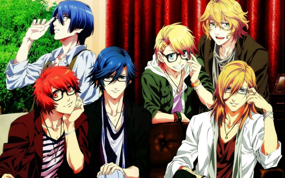 uta no prince sama wallpaper,anime,cartoon,fictional character,black hair,team