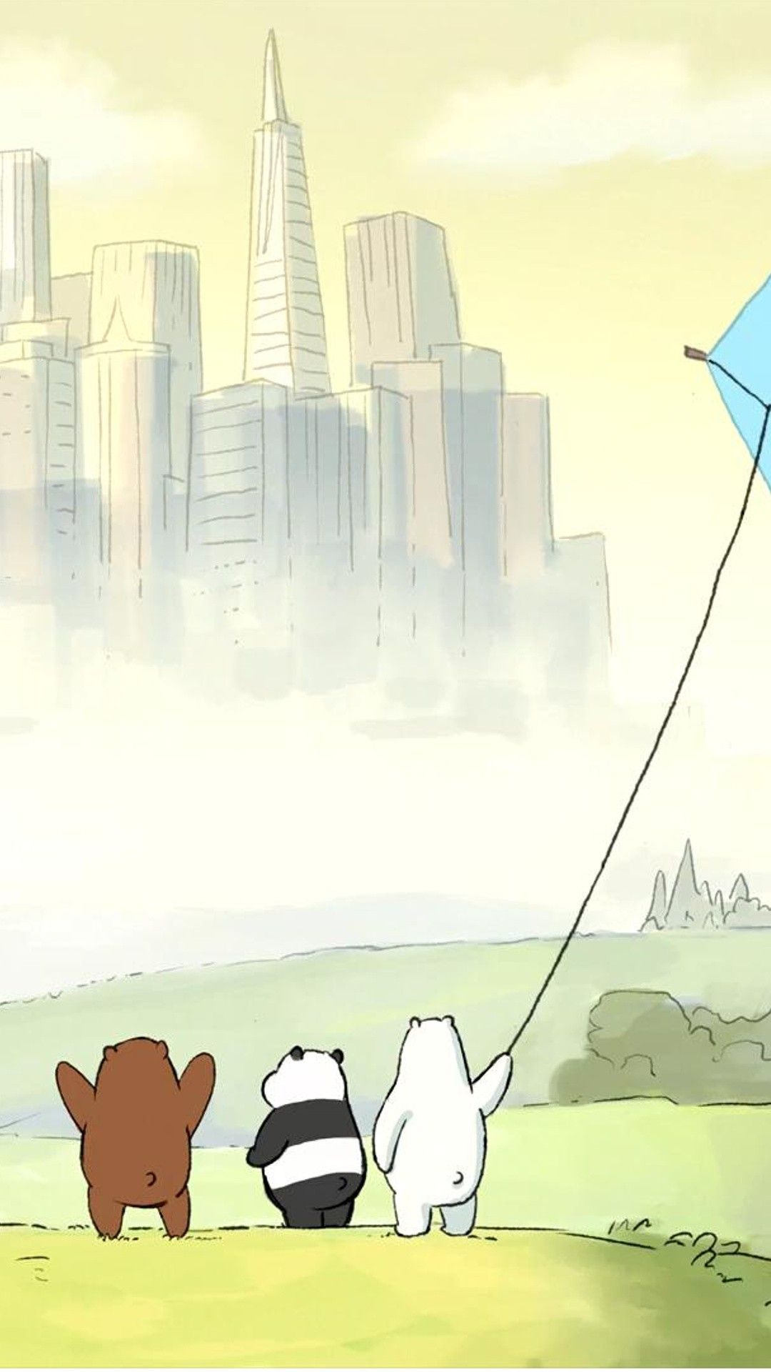 we bare bears wallpaper iphone,cartoon,illustration,sky,landscape,animation