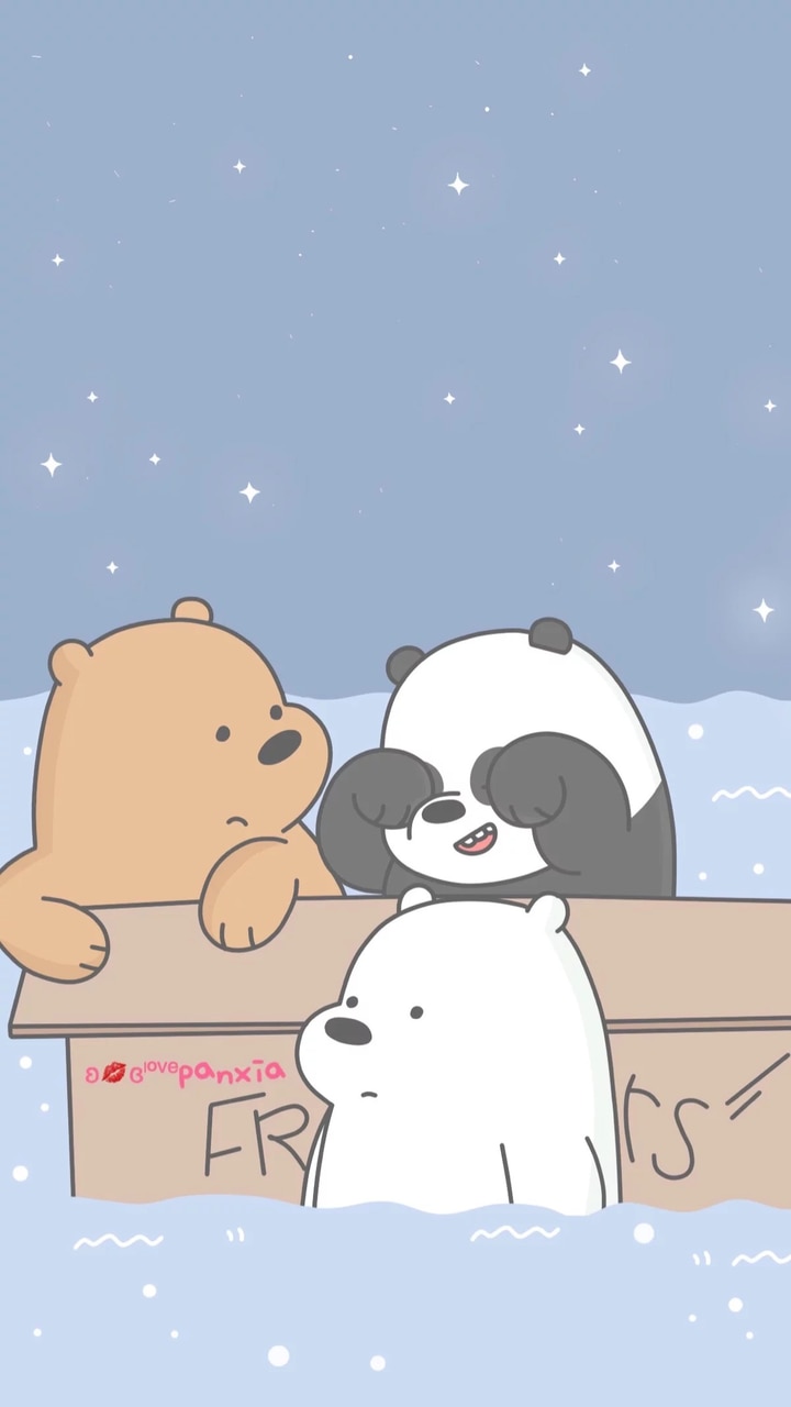 we bare bears wallpaper iphone,cartoon,polar bear,illustration,animation,bear