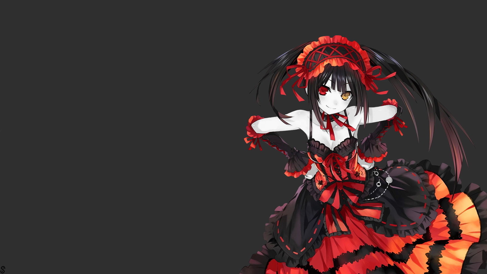 kurumi fond d'écran hd,rouge,anime,oeuvre de cg,cheveux noirs,illustration
