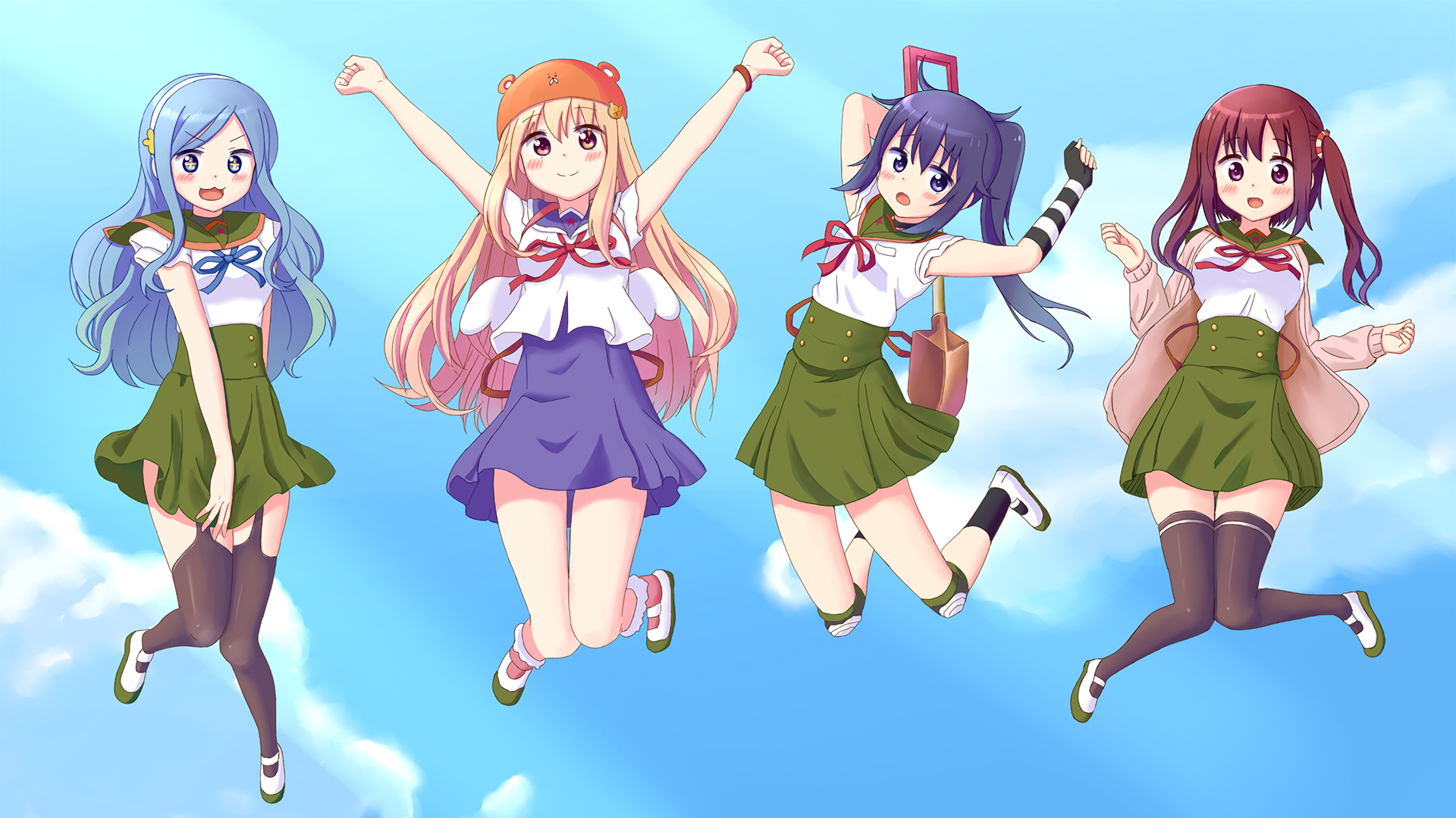 gakkou gurashi wallpaper,cartoon,anime,animated cartoon,happy,illustration