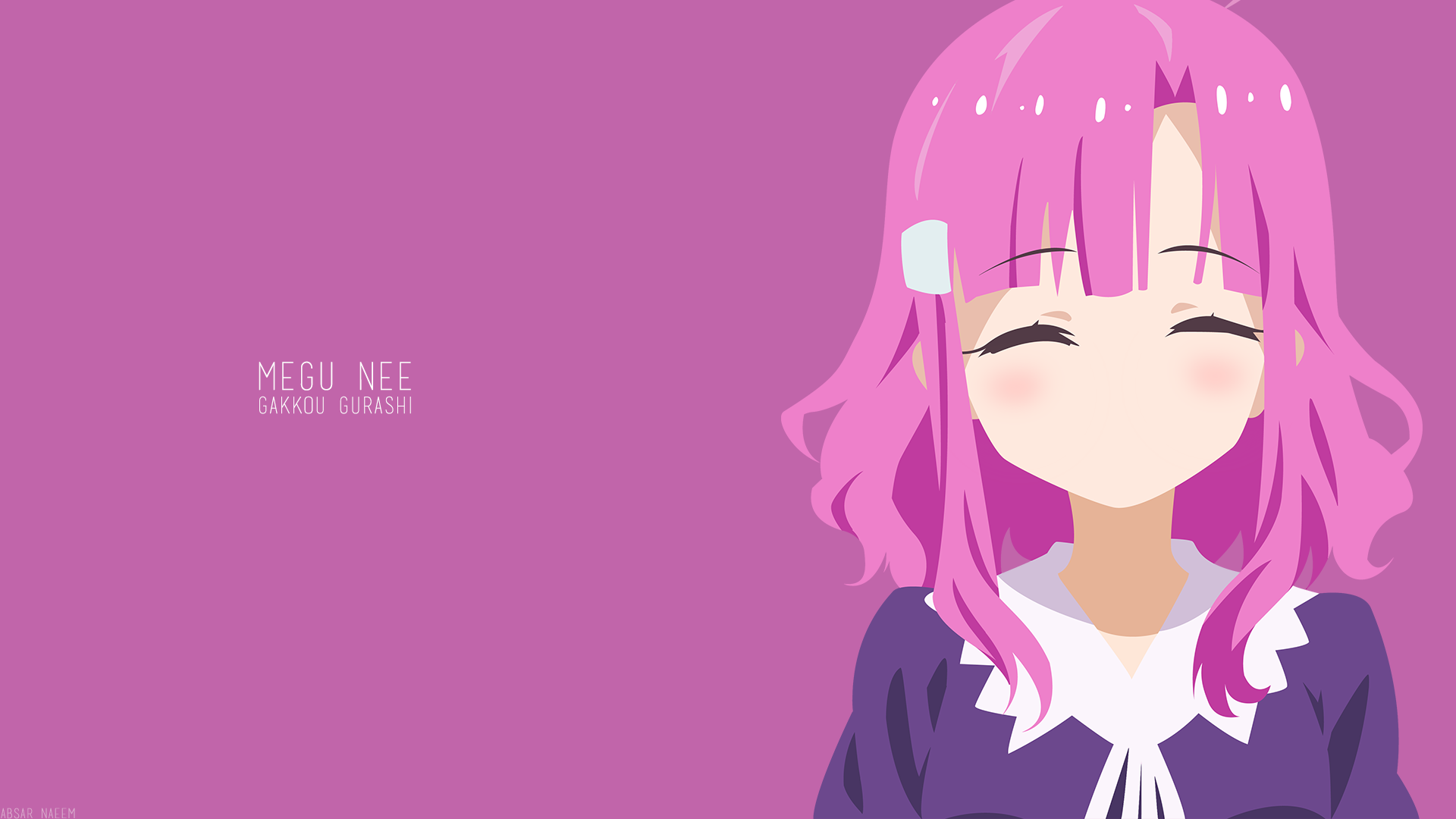 gakkou gurashi wallpaper,cartoon,anime,pink,hime cut,violet