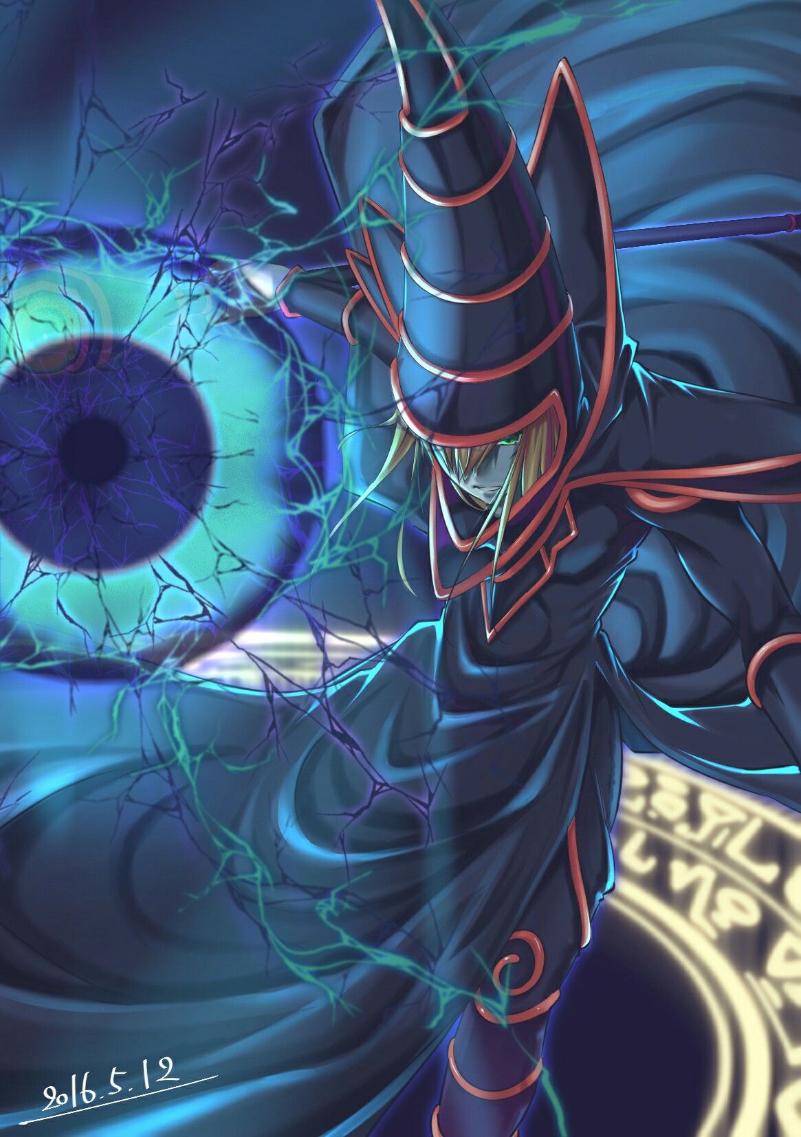 dark magician wallpaper,cg artwork,illustration,graphic design,eye,fictional character