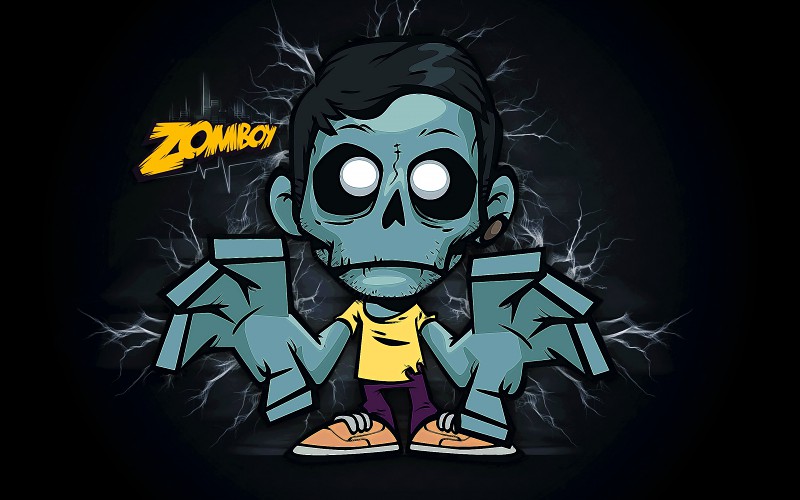 fond d'écran zomboy,dessin animé,illustration,conception graphique,personnage fictif,animation
