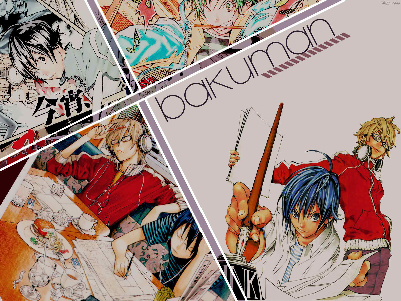 papel tapiz bakuman,dibujos animados,ilustración,anime,arte,historietas