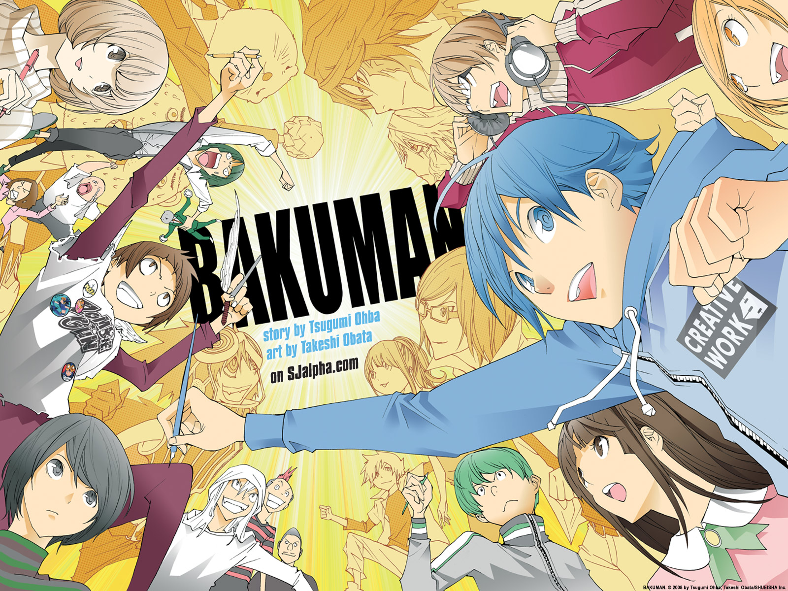 bakuman wallpaper,cartoon,anime,illustration,fiction,cg artwork