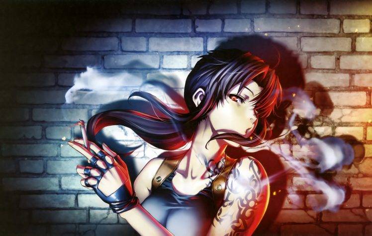 revy black lagoon wallpaper,cartoon,red,anime,cg artwork,fictional character
