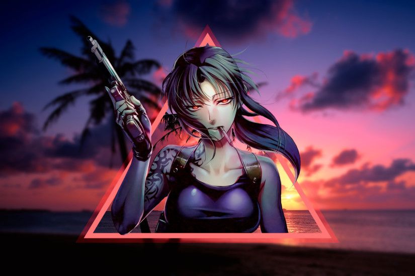 revy black lagoon wallpaper,cg artwork,sky,fictional character,anime,pc game