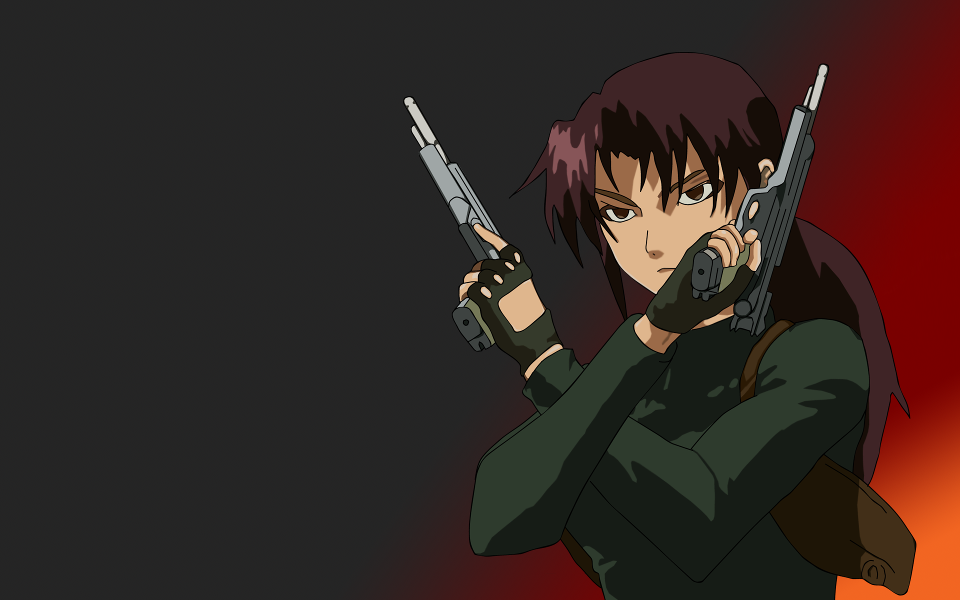 revy black lagoon wallpaper,cartoon,anime,cg artwork,black hair,fictional character