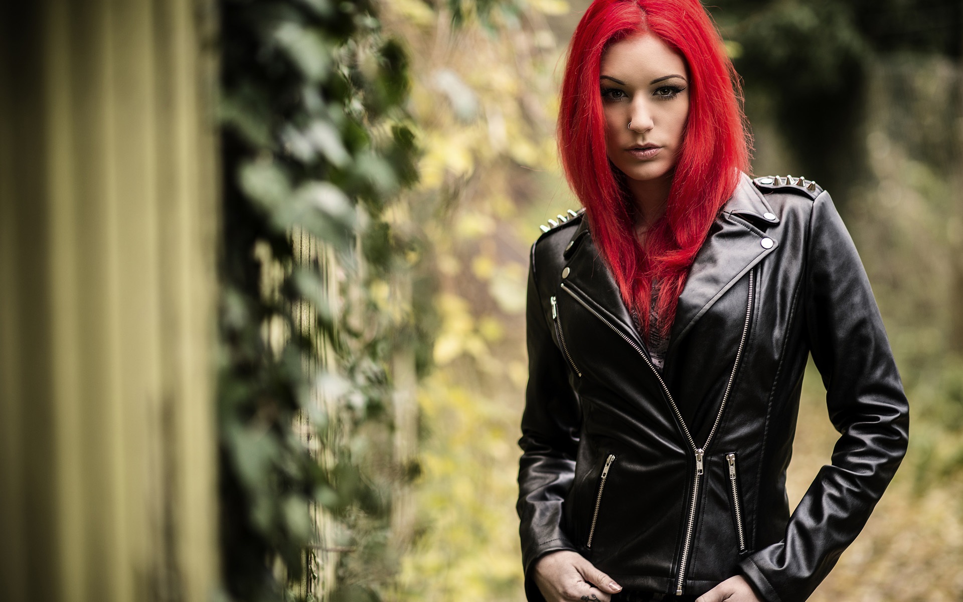 Red Hair With Leather Jacket- WallpaperUse
