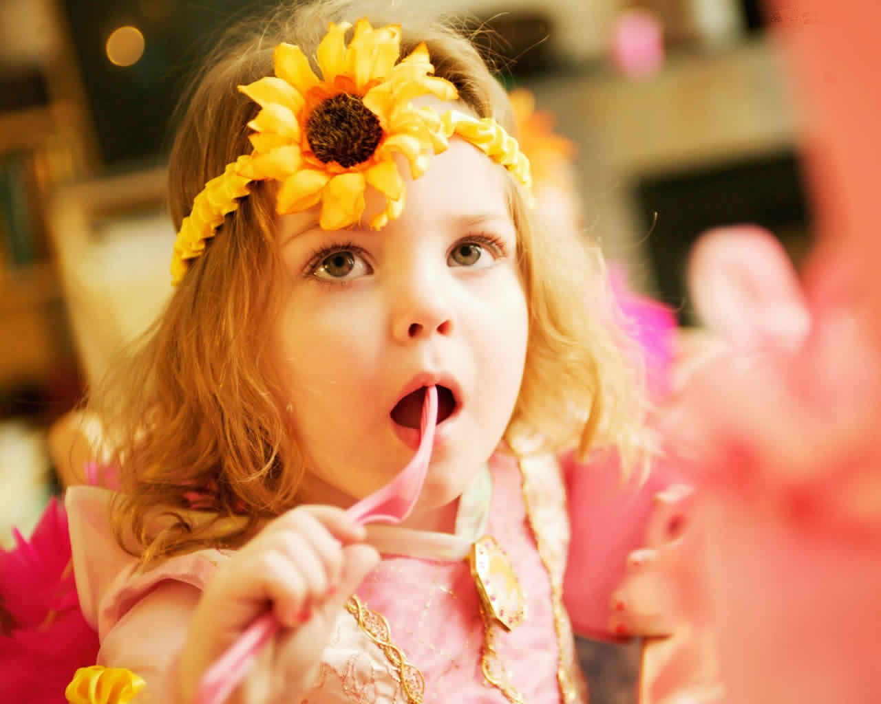 nice and cute wallpaper,child,face,pink,yellow,beauty