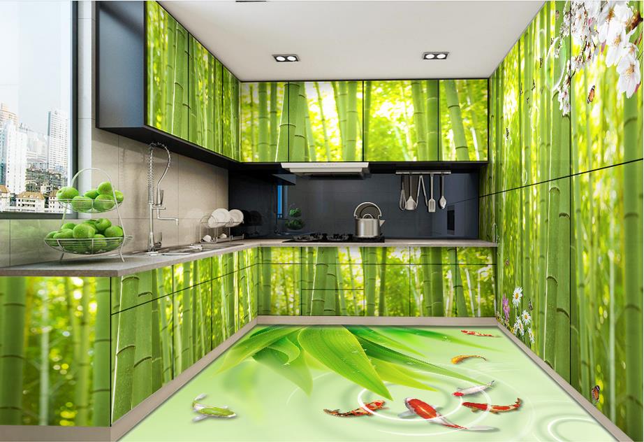 3d wallpaper for kitchen,green,interior design,room,property,house