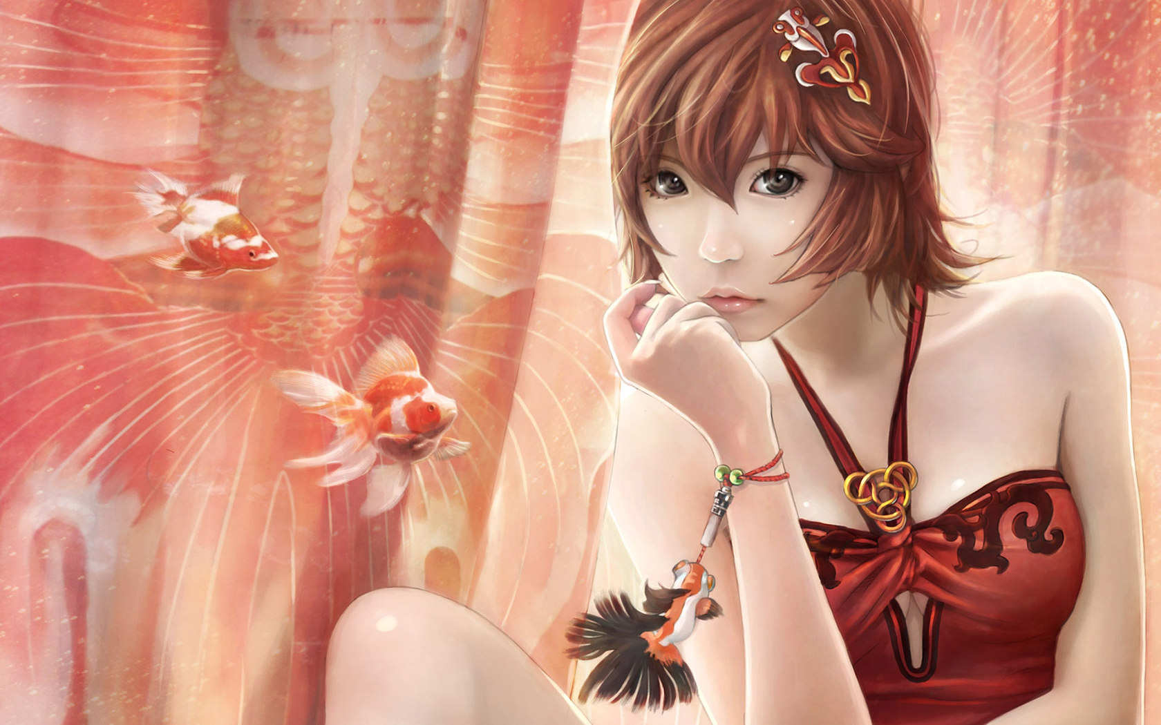 fond d'écran cg girl,oeuvre de cg,rose,beauté,dessin animé,cheveux bruns