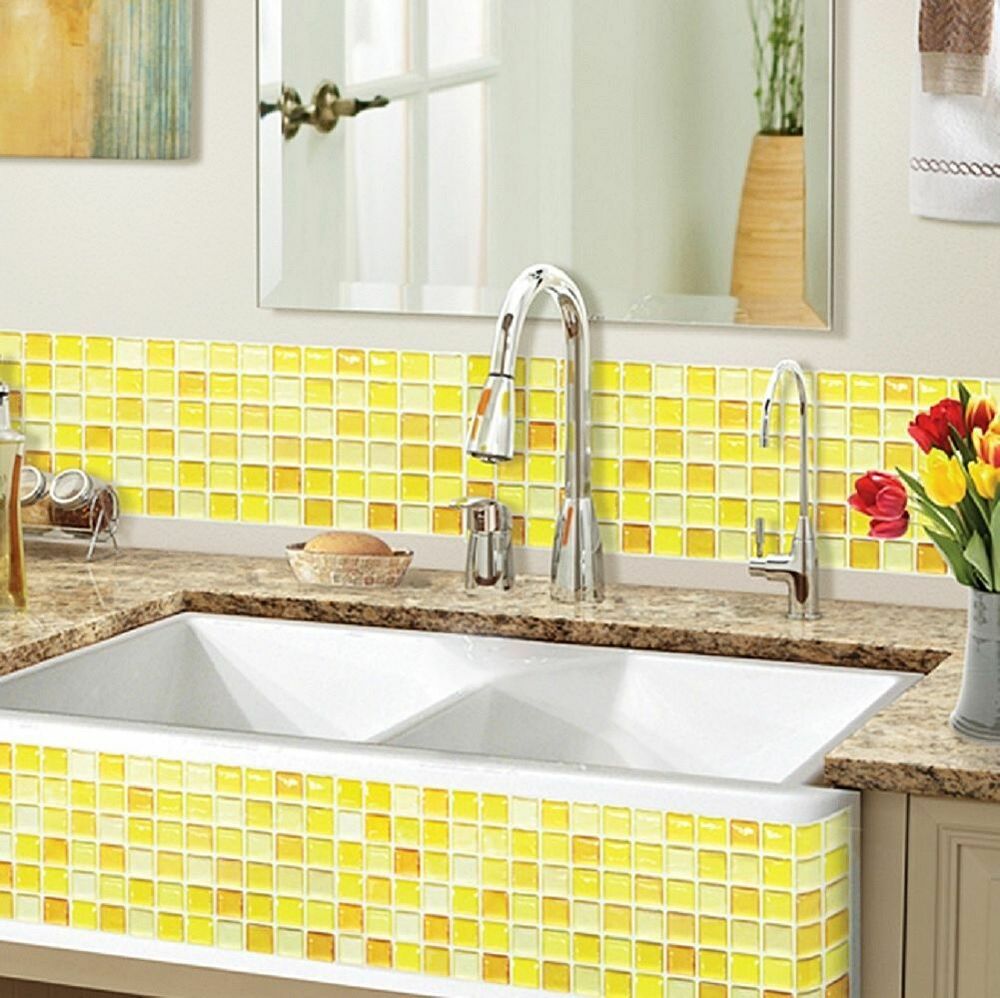 3d wallpaper for kitchen,sink,tile,countertop,yellow,tap (210569