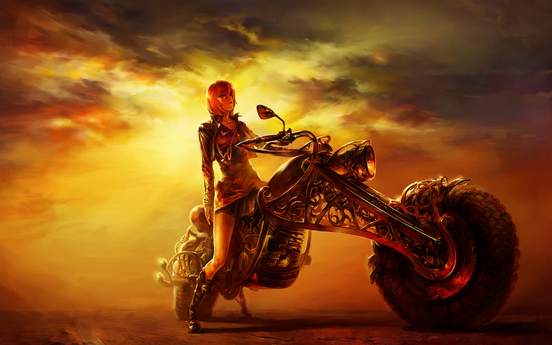 cg girl wallpaper,motorcycle,vehicle,desert racing,motorcycling,sky